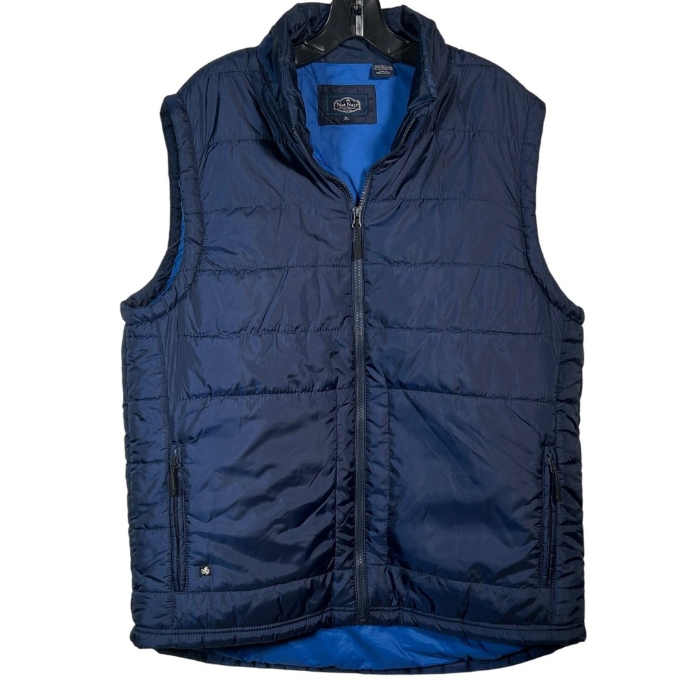 Nat Nast Mens Puffer Vest Blue Quilted Zip Front Sleeveless Jacket Outdoor Sz XL - Picture 2 of 8